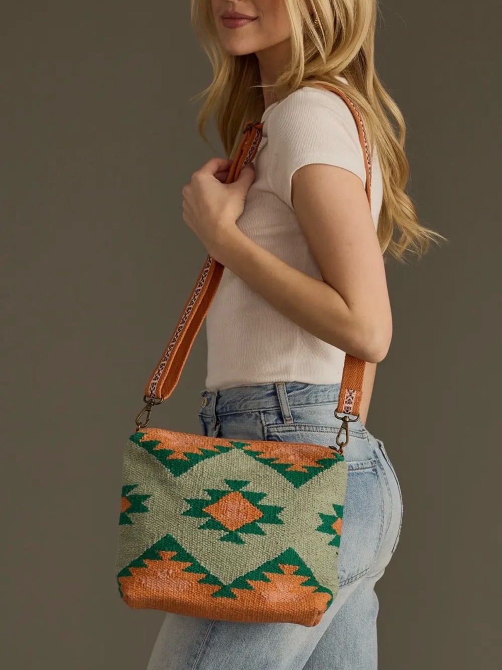 Panache Apparel Co. Green, Orange & Pink Aztec Crossbody